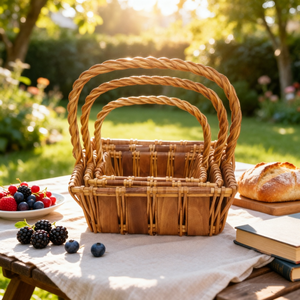 Cesto da Picnic in Salice Economico per Ordini Campionari, Artigianato Naturale in Salice, Cesti Intrecciati Durevoli per Frutta e Pane - Product Image 1