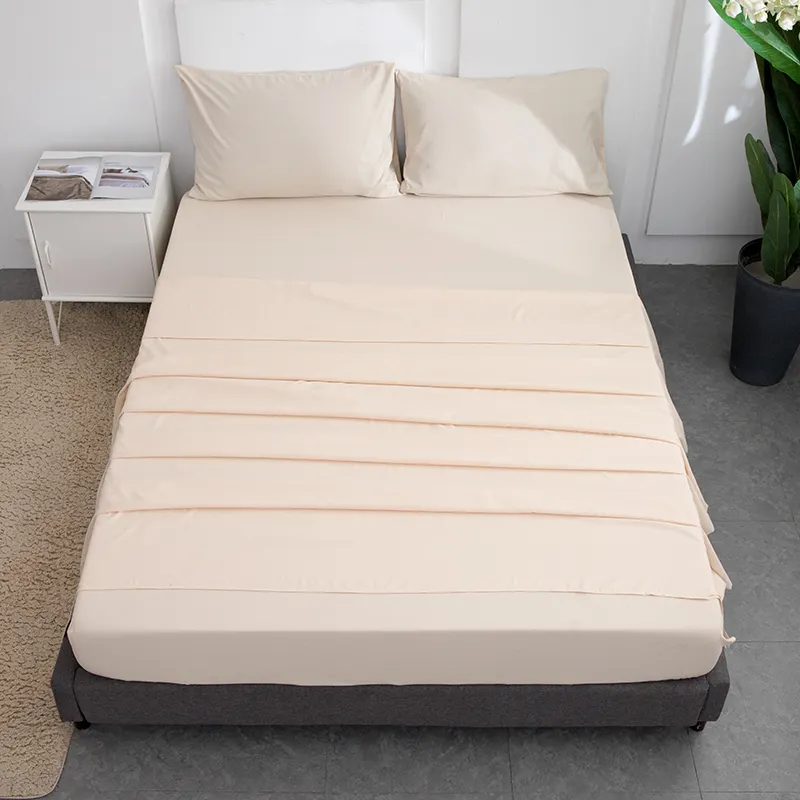 4Pcs ब्रश Microfiber बिस्तर पर चादर बिस्तर सेट फ्लैट सज्जित चादर Bedsheet 2 तकिया मामले के साथ होटल के लिए