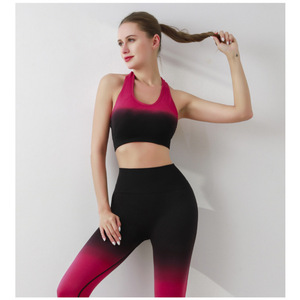Activewear Ladies 2 Pieces Gradient Scrunch Butt Leggings Taille Haute Seamless Yoga Sets pour Femmes - Product Image 2