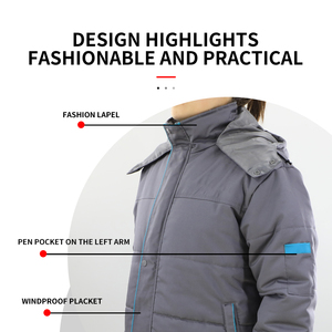 Combinaison <span class=keywords><strong>de</strong></span> <span class=keywords><strong>travail</strong></span> d'hiver en plein air grise, vêtements chauds en coton rembourré, respirants et <span class=keywords><strong>de</strong></span> grande taille, résistants au <span class=keywords><strong>froid</strong></span> - Product Image 4