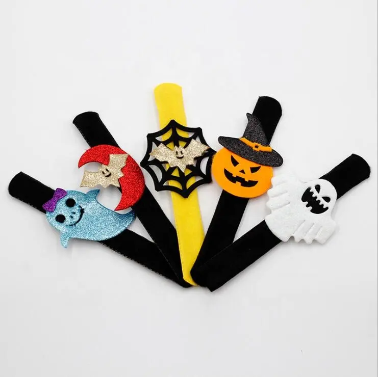 Halloween Gift Slap Bracelet Plush Wrist Circle Slap clap circle pumpkin bat ghost Party Children Toys Halloween Slap Bracelet