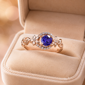 Bague Fleur Couleur Or Rose avec Zircon Bleu Royal pour Femme – Bijou de Doigt Élégant et Tendance - Product Image 6