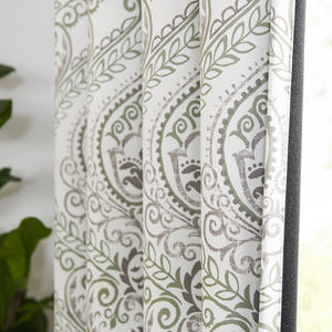 Rideaux occultants JINCHAN en damassé vert sauge, prêts à être expédiés, isolants thermiques, à motifs médaillon - Product Image 5