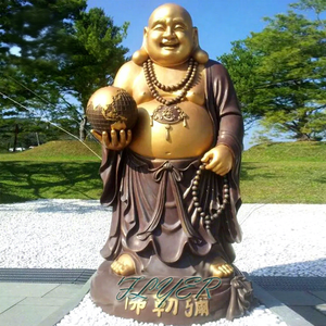 Life Size Laughing Buddhism Big <strong>Belly</strong> Standing Metal Lucky <strong>Happy</strong> Bronze Buddha Statues - Product Image 1