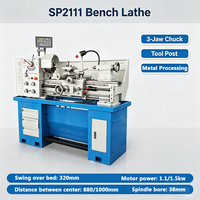 Tour à métaux universel horizontal manuel compact SUMORE SP2111 à prix compétitif, 1,1/1,5 kW avec distance entre centres de 880/1000 mm