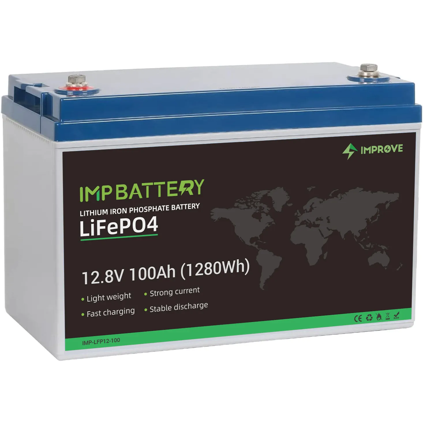 Rechargeable Deep Cycle Lithium ion battery 12V 100Ah LiFePO4 12.8V 150Ah 200Ah with Smart BMS for Boats RVs Camping Golf Carts