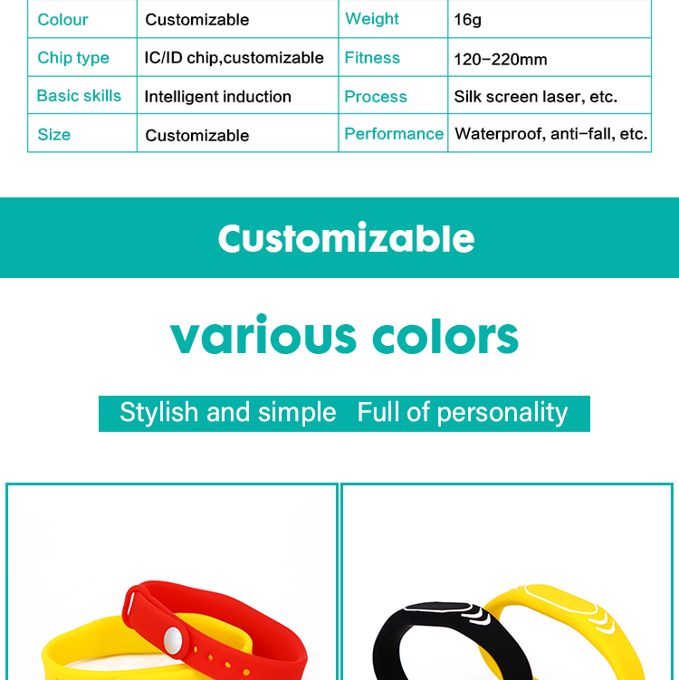 2022 Newly OEM High Quality RFID Silicone Bracelets with Customized Personal Logo for  Festival/ Events