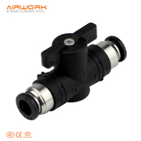 Connecteur pneumatique noir 4/6/8/10/12 mm, adaptateur rapide, modèle H-BUC, vanne manuelle, raccords pour tubes d'air/eau, OEM