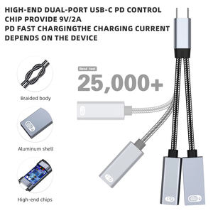 Cable OTG Tipo C 2 en 1 de Nailon y Aleación de Aluminio, Convertidor de Datos USB2.0 USB C, Adaptador de Puerto de Carga PD para Teléfono y Computadora Portátil - Product Image 5
