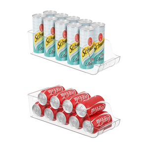 Clear Plastic Bins For Fridge,Soda Can Organize,Can and Bottle Holders for Fridge and Pantry.