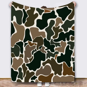 ผ้าห่มผ้าสักหลาดขนแกะเนื้อนุ่มอบอุ่นแบบตะวันตกลายพรางสำหรับฤดูหนาว - Product Image 1