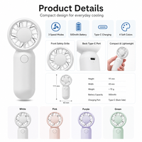 Ventilateur portable pliable élégant OEM, recharge rapide USB/voiture, batterie longue durée, protection de sécurité lumineuse pour l'été en extérieur