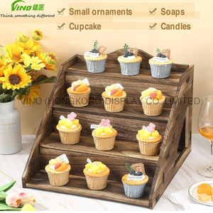 Soportes de exhibición de cupcakes de madera rústica de 4 niveles, exhibición de encimera de supermercado de fiesta de boda para Baby Shower - Product Image 5