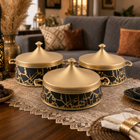 Service de plats isothermes à motif arabe doré, ensemble de 3 pièces, chauffe-plats thermique non électrique pour présentation de buffet d'hôtel de luxe