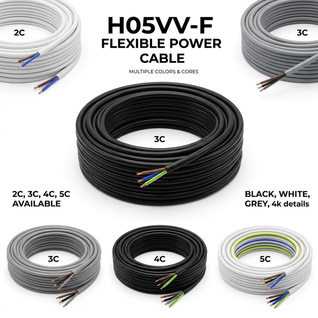 PrimePro Industrial H05VV-F Flexible Control Cable 300/500V Multi Core PVC Connection Wire Machine Tools Industrial Equipment