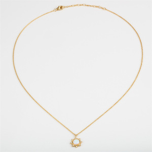 Ins Stijl Eenvoudige Maansteen Achthoekige Diamond Ketting 18K Vergulde Modieuze Hanger Ketting - Product Image 5