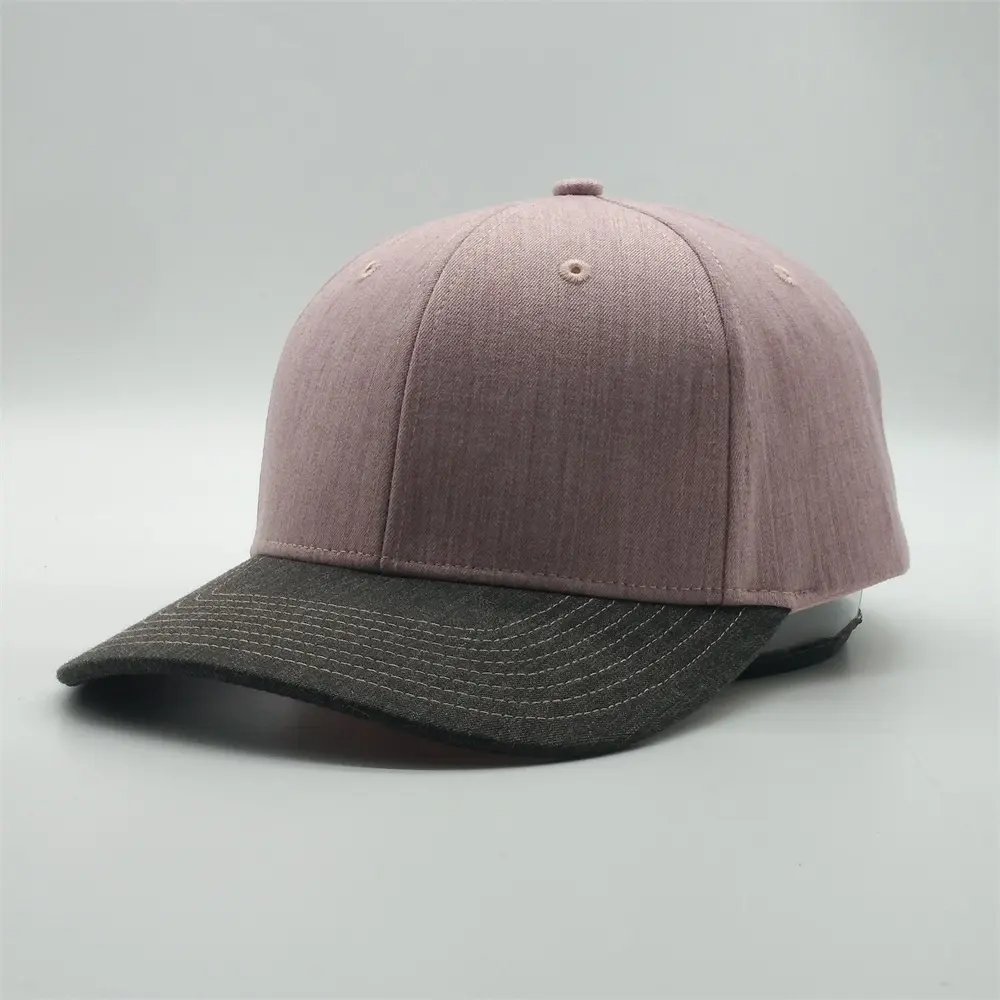 En iyi kalite düz iki ton spor koşu özel Logo şapka pamuk 6 Panel beyzbol şapkası