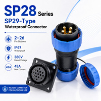 SP28 SP29 Wasserdichter Kabelstecker IP67 Luftfahrtstecker Panelbuchse 2-26 Pin 380V 50A Vergoldet für den Außenbereich