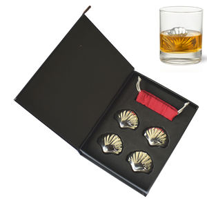 ก้อนน้ำแข็งโลหะทรงเปลือกหอย304 SS หินชิลเลอร์น้ำแข็งน้ำแข็งทำจากหินทำให้ชิลเลอร์วิสกี้ไวน์ใช้ซ้ำได้4ชิ้น - Product Image 5