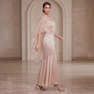 ZYHT 75321 Elegante <span class=keywords><strong>Abito</strong></span> da Sera in Raso Champagne con Soprabito Trasparente, Sofisticato Vestito a Sirena per Feste, <span class=keywords><strong>Abito</strong></span> per la <span class=keywords><strong>Madre</strong></span> della <span class=keywords><strong>Sposa</strong></span> - Product Image 2