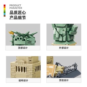 Juguete de Construcción de Rompecabezas de la Estatua de la Libertad en Miniatura de Wange, Bloques de Construcción de Materiales ABS y PC, Modelo de Escultura de Nueva <span class=keywords><strong>York</strong></span>, EE. UU. - Product Image 6