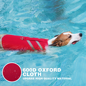Padded Carry Handle Reflective <b>Strip</b> Extra Wide Sticky Band Adjustable Secure Sturdy Light Floating Nylon <b>Fabric</b> Dog Life Jacket - Product Image 6