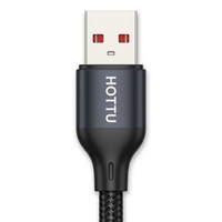 Câble tressé USB-A vers Type-C 66W avec affichage numérique, cordon de charge Type-C en nylon noir pour smartphone, tablette, batterie externe, ordinateur portable