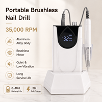 Professionele nagelboormachine 35000 RPM borstelloze motor oplaadbare draadloze elektrische vijl voor acryl- en gelnagels