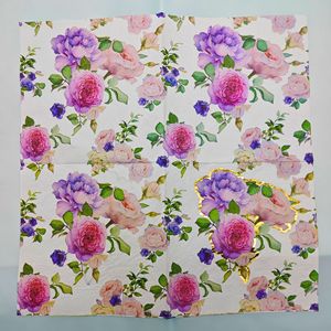Serviettes en papier carrées imprimées or violet pour fêtes, événements haut de gamme, mariages, mouchoirs jetables transfrontaliers - Product Image 4