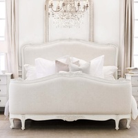 Français Louis XV de France style villa de luxe chambre à coucher bois massif sculpté à la main rétro grand lit de mariage