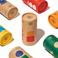 Boîte cylindrique de luxe en carton kraft épais, imperméable, avec pelliculage mat, impression personnalisée et couvercle scellé protecteur