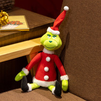Peluche Monstre de Noël Vert Personnalisée 36CM, Jouet en Peluche Doux OEM pour la Saison des Fêtes, Fourniture en Gros de Cadeaux