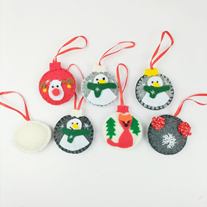Felt Christmas Party Decorations Round Deer Snowman Santa Claus Felt Hanging <b>Ornament</b> Xmas Home Decor - Product Image 1