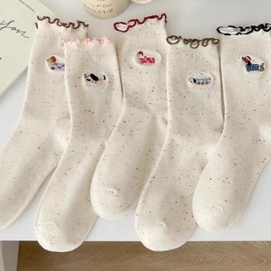 Women Lace Socks Polyester Cotton Dachshund Cartoon Mid Calf Breathable Sweat Absorbing Casual Style - Product Image 2