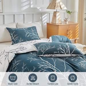 Juego de funda nórdica de microfibra con patrón de ramita con impresión Digital personalizada, ropa de cama de poliéster 100% con 2 pastilleras - Product Image 4