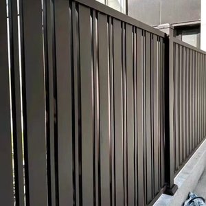 Portails de clôture modernes en aluminium noir thermolaqué, clôture de jardin extérieure économique en alliage d'aluminium, treillis à lames verticales, modélisation 3D - Product Image 4