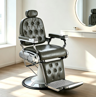 Chaise de salon de coiffure de luxe à hauteur réglable, base ronde, chaise de barbier moderne avec accoudoirs et appui-tête