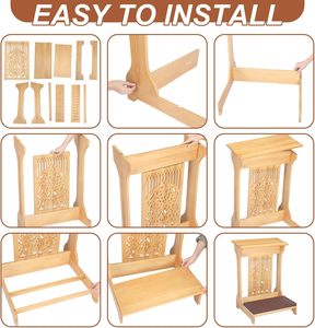 Banco de Oración Moderno de Madera Acolchado con Estante y Cojín, Taburete Otomano para <span class=keywords><strong>Dormitorio</strong></span>, Regalos Religiosos - Product Image 5