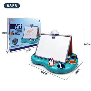Meja Proyektor Edukasi Multifungsi Anak-Anak dengan Papan Gambar Magnetik Dua Sisi, Set Meja Belajar Melukis untuk Anak-Anak - Product Image 4