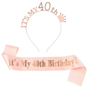 Nuovo arrivo rosa oro glitterato compleanno fascia di compleanno diara Kit decorazioni per feste e bomboniere per le feste di compleanno - Product Image 3