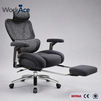 Siège de bureau ergonomique moderne et confortable avec repose-pieds rétractable CE EN 1335, pivotant, inclinable, vente en gros