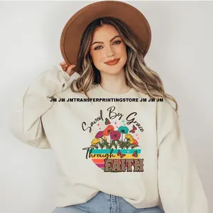 Colorato fede gesus dio religioso bibbia verso affermazione spiriti ferro su trasferimenti DTF adesivi pronti a premere borse t-shirt - Product Image 5