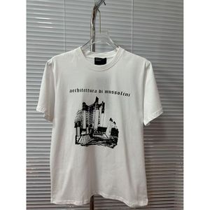 T-shirt da uomo bianca in cotone a maniche corte con silhouette astratta e <span class=keywords><strong>tipografia</strong></span> minimalista per streetwear dark avant-garde - Product Image 3