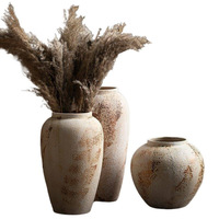 Vase de table rustique style Wabi-Sabi, ornement en céramique vintage, arrangement floral, vase décoratif pour la maison