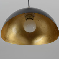Lustre rond de style nordique, finition noire mate, feuilles d'or, métal, décoration pour la maison et le bureau, E26 LED 250 mm