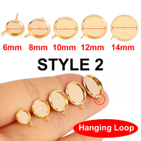 6/8/10/12/14mm acier inoxydable boucle d'oreille Base goujons oreille camée paramètres Cabochon Base plateau blanc boucles d'oreilles broches pour la fabrication de bijoux