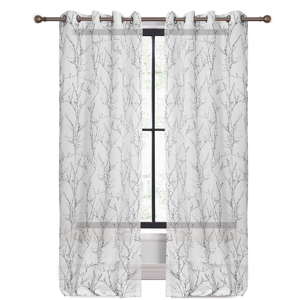 Tissu pour rideau à œillets à impression florale, voile pur, Style européen et américain, bon marché, pour salon - Product Image 4