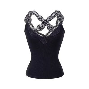 Top de Tirantes Anchos para Mujer, Elegante, con Doble Escote en V, Ribete de Encaje de Pestañas, Almohadillas de Sujetador Incorporadas, de Algodón Suave como una Nube - Product Image 5