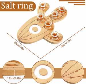 Bamboo Cactus Tequila Tray Bamboo Organizer Holder with Lemon Bowl and Salt Rimmer - Product Image 2