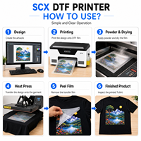 Imprimante DTF A3 SCX pour petites entreprises, prête à l'emploi, XP600 13 pouces YMCKW, machine de transfert direct sur film pour t-shirts entièrement automatique, personnalisable